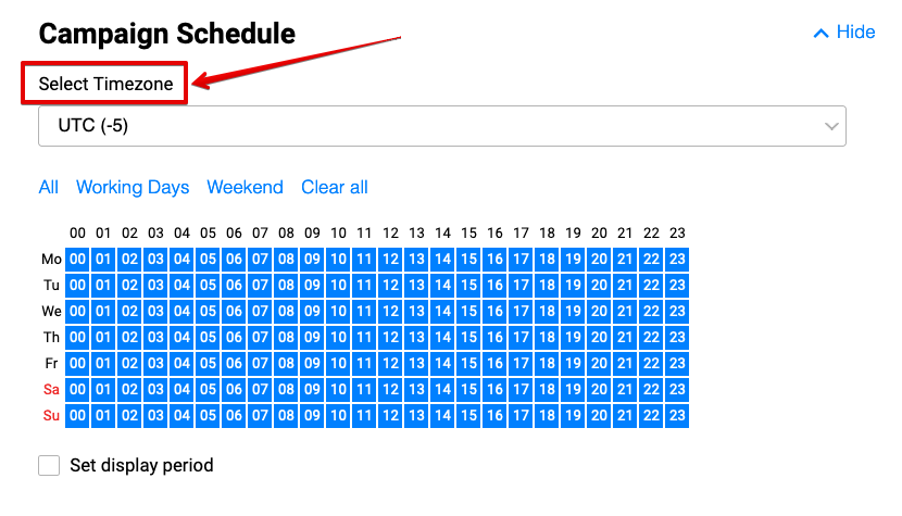 time zone targeting